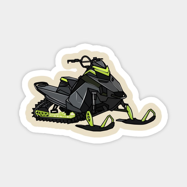 Snowmobile cartoon illustration Magnet by Miss Cartoon