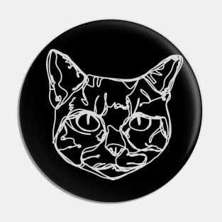 Kitten white Outline Design Pin