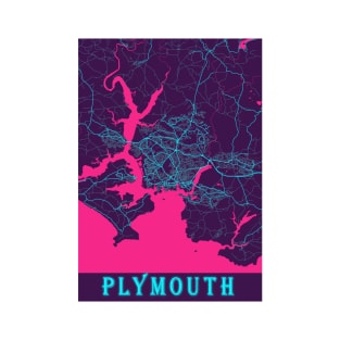 Plymouth Neon City Map T-Shirt