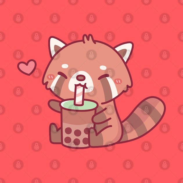 Cute Red Panda Loves Drinking Bubble Tea by rustydoodle