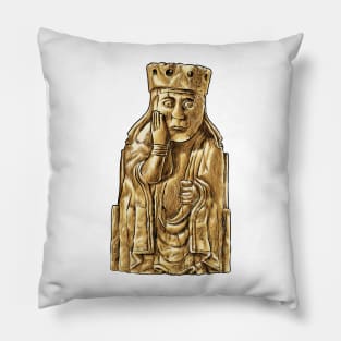 Noble Matriarch: The Lewis Chessmen Queen Design Pillow