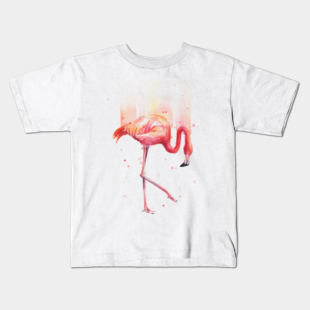 Flamingo Watercolor Pink Flamingo Painting Kids T Shirt