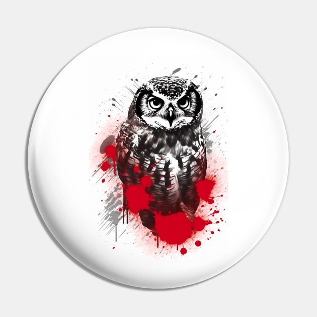 Northern Hawk Owl Painting Pin by TortillaChief