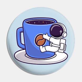 Cute Astronaut Hug Coffee Space Cup Cartoon Pin