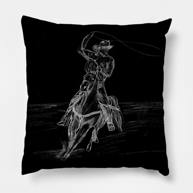 Cowboy Roping Pillow by Packrat