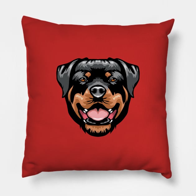 Rottweiler Portrait Drawing Pillow by IPRINT