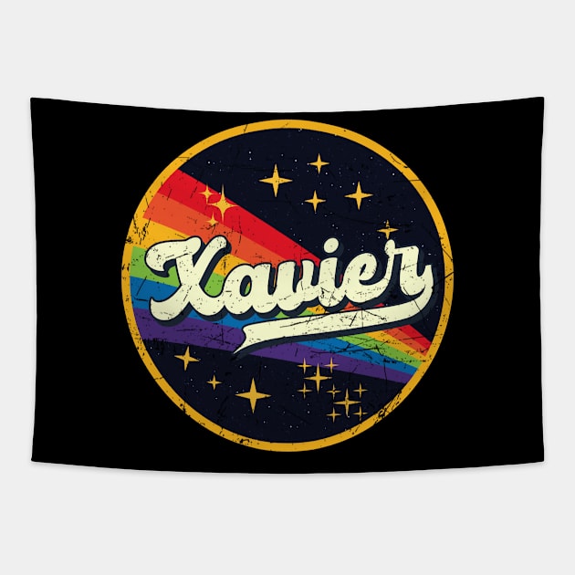 Xavier // Rainbow In Space Vintage Grunge-Style Tapestry by LMW Art