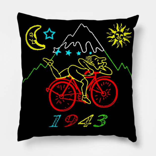 Bicycle Day 1943 | LSD Acid Hofmann Trip Pillow by MO design