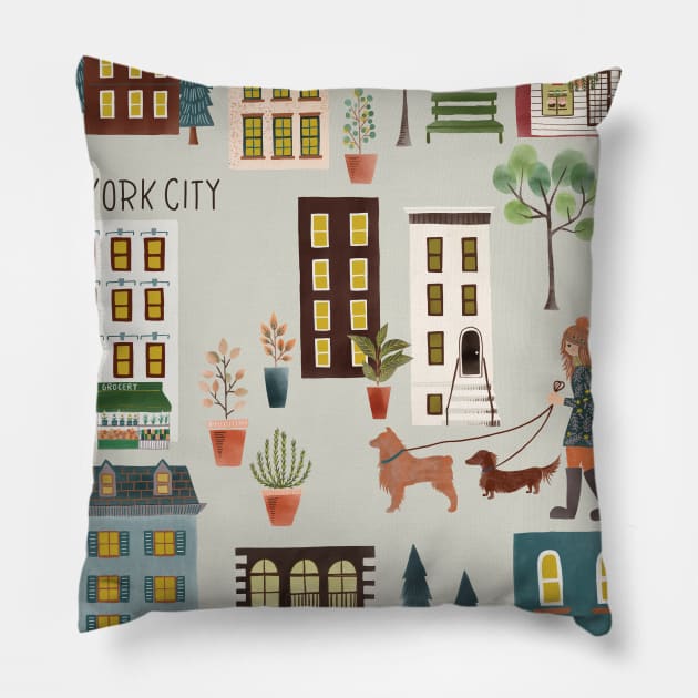 New York City Stroll Pillow by YuanXuDesign