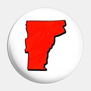 Bright Red Vermont Outline Pin