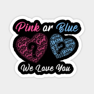 Gender Reveal Pink or Blue Boy or Girl We Love You Magnet