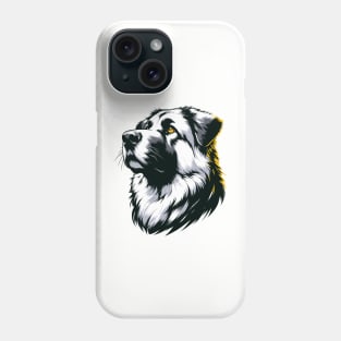 Stunning and Cool Anatolian Shepherd Dog Monochrome and Gold Portrait for Father's Day Phone Case