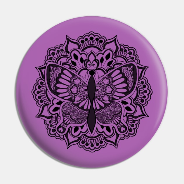 Butterfly mandala Pin by Hennamorphosis