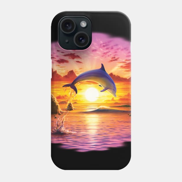 Dolphin dancing in sunset Phone Case by KA Creative Design