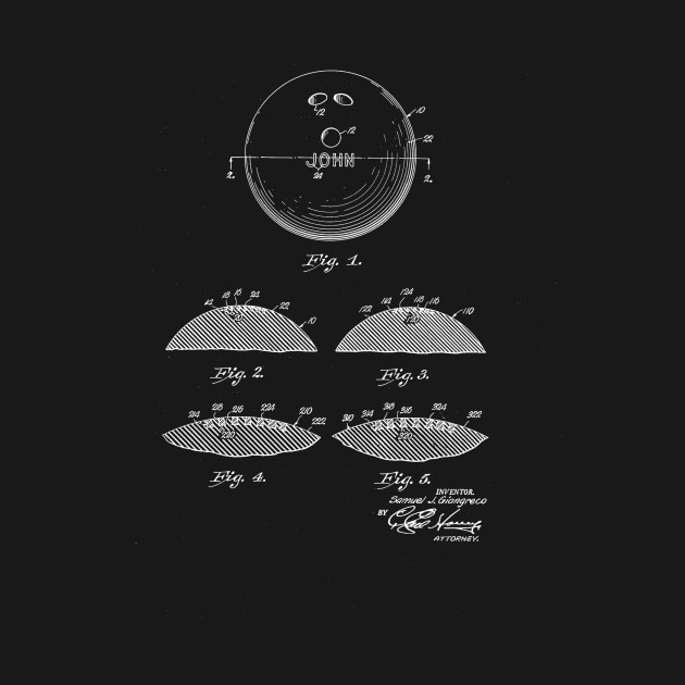 Bowling Ball Vintage Patent Drawing by TheYoungDesigns