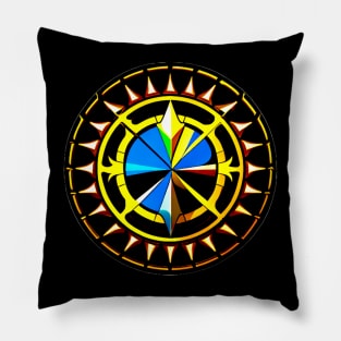 Navigational Star Geometric Compass Rose with Golden Accents Pillow