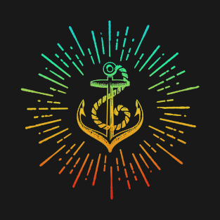 Colorful Nautical Anchor Drawing T-Shirt