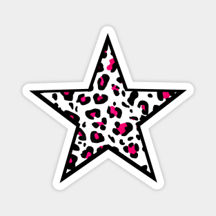 Pink and Black Leopard Print Star Magnet