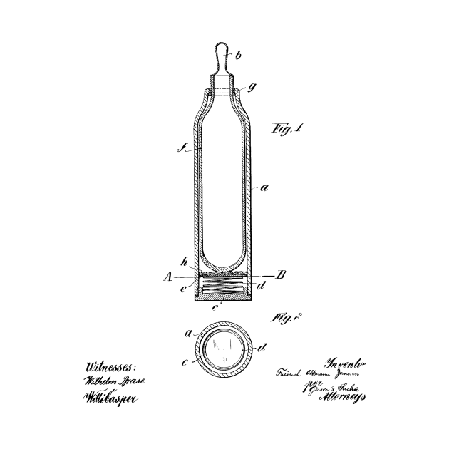 Nursing Bottle Cover Vintage Patent Hand Drawing by TheYoungDesigns