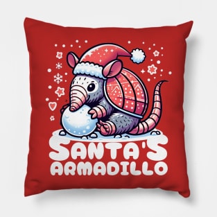 Santas cute armadillo christmas Pillow