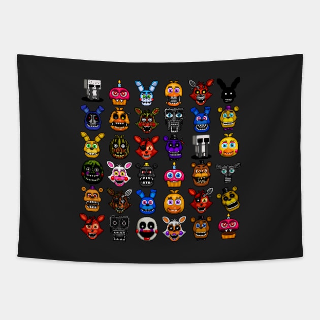 FNAF pixel art collage Tapestry by GEEKsomniac