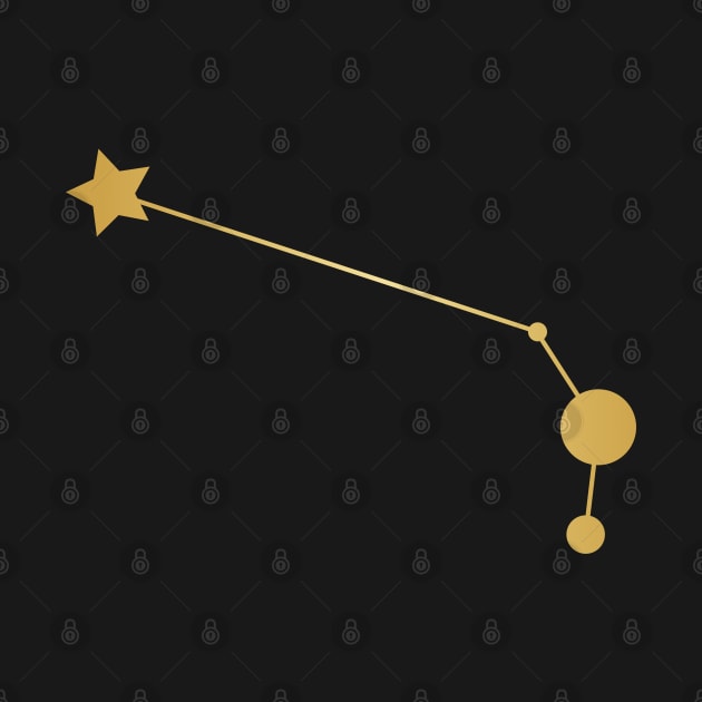 Aries Zodiac Constellation in Gold - Black by Kelly Gigi