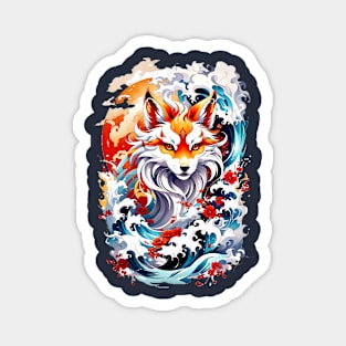 Kitsune fox, Japanese wave Magnet