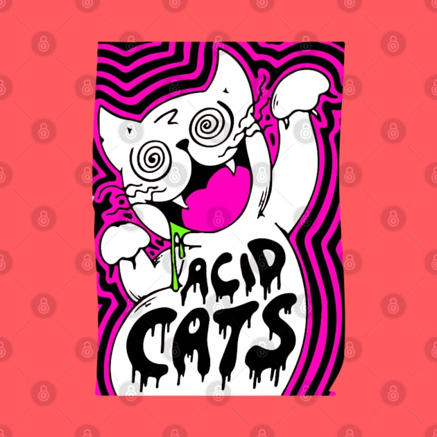 Acid cats - Catsondrugs.com - Techno, rave, edm, festival, techno, trippy, music, 90s rave, psychedelic, party, trance, rave music, rave krispies, rave flyer T-Shirt by catsondrugs.com