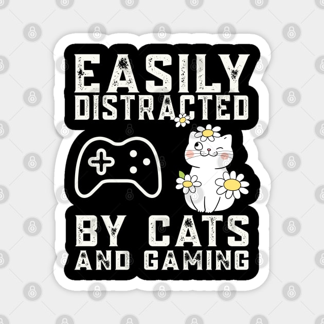 Easily distracted by cats and gaming - Cat and Gaming Magnet by JessArty