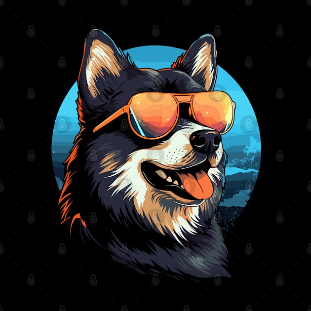 Retro Wave Akita Dog Shirt by Miami Neon Designs