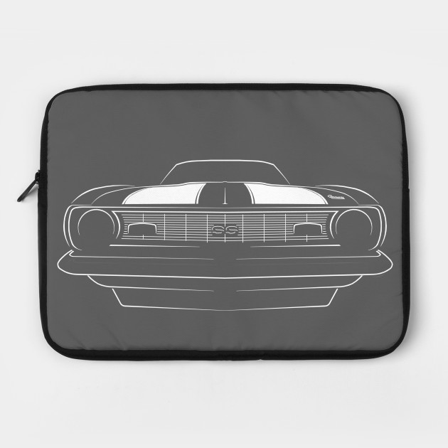 1968 Camaro Ss Front Stencil White Muscle Car Laptop Case