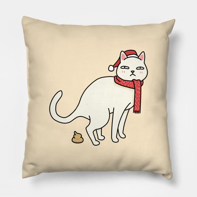 Christmas WhiteCat Pooping Pillow by Takeda_Art