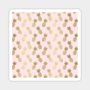 Pink & Gold Pineapples Pattern Magnet