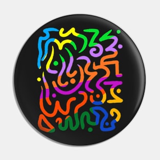 Abstract Doodle Pattern Colorful Pin