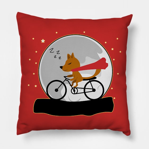 Cute Fox Sleeping with Moon at Night Pillow by Suryaraj