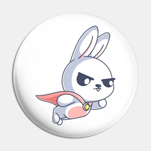 The cute bunny superhero is flying Pin