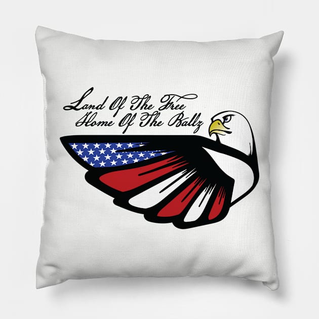 Land Of The Free Black Pillow by Freeballz