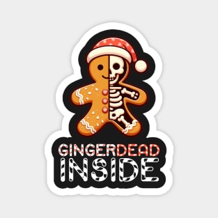 Gingerdead Inside Gingerbread Man Shirt | Funny Christmas Quotes Shirt | Cute Funny Gingerbread Man in a Santa Hat with Candy Cane Gift Idea Magnet