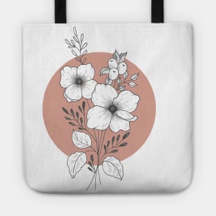 Vintage botanical flowers on terracotta Tote