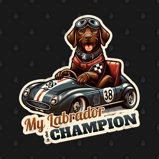 Car racer Labrador Retriever by k9-tee