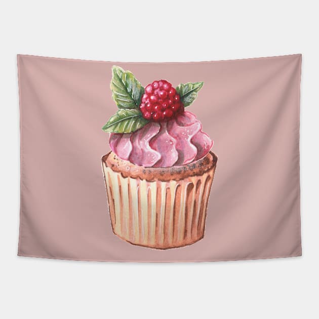 Raspberry Cupcake Tapestry by illustreline