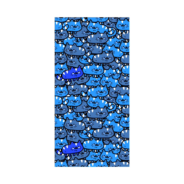 Doodle Cat Pattern Blue by VitaminRGB