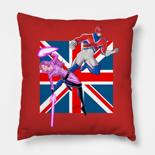 Betsy and Captain Britain Pillow by sergetowers80