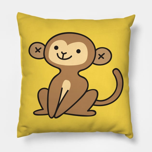Cute Baby Monkey Doodle Drawing Pillow by SLAG_Creative