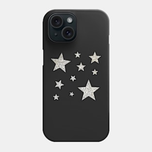 Silver Faux Glitter Stars Phone Case