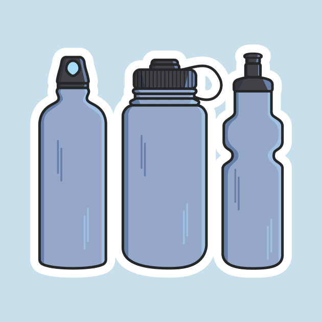 Gym water bottle collection with carry strap vector icon illustration. Drink objects icon design concept, Gym bottle, School water bottle, Drinking water, Fitness flask, Sport water bottle, by AlviStudio