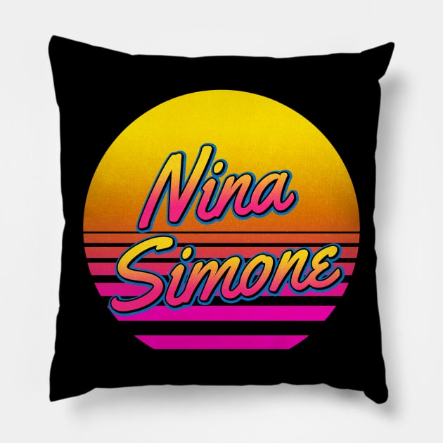 Nina Personalized Name Birthday Retro 80s Styled Gift Pillow by Jims Birds