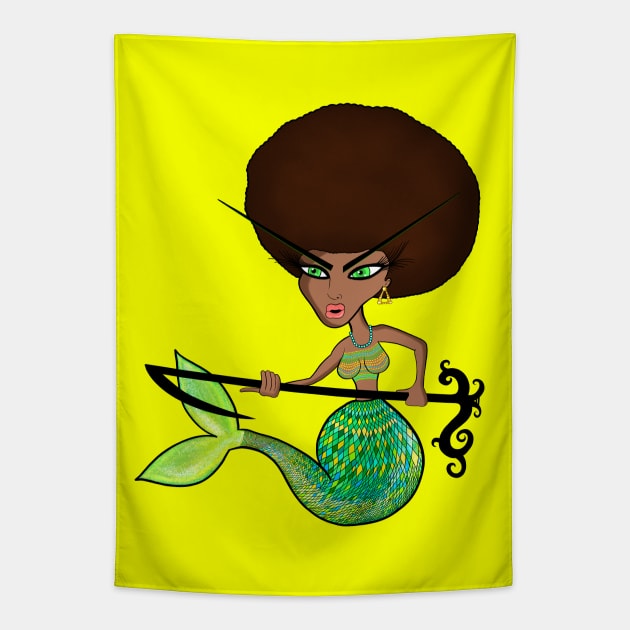 Afro Mermaid Tapestry by speciezasvisuals