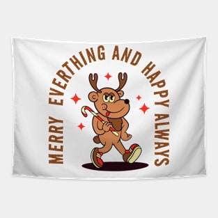 retro deer cartoon chriestmas Tapestry