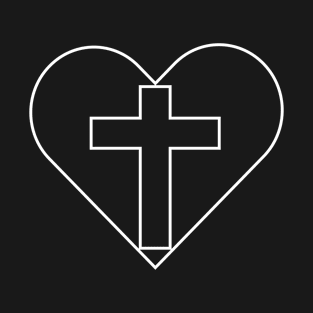 White Cross within a Heart T-Shirt